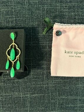 kate spade Green and Gold Dangling Chandelier Earrings